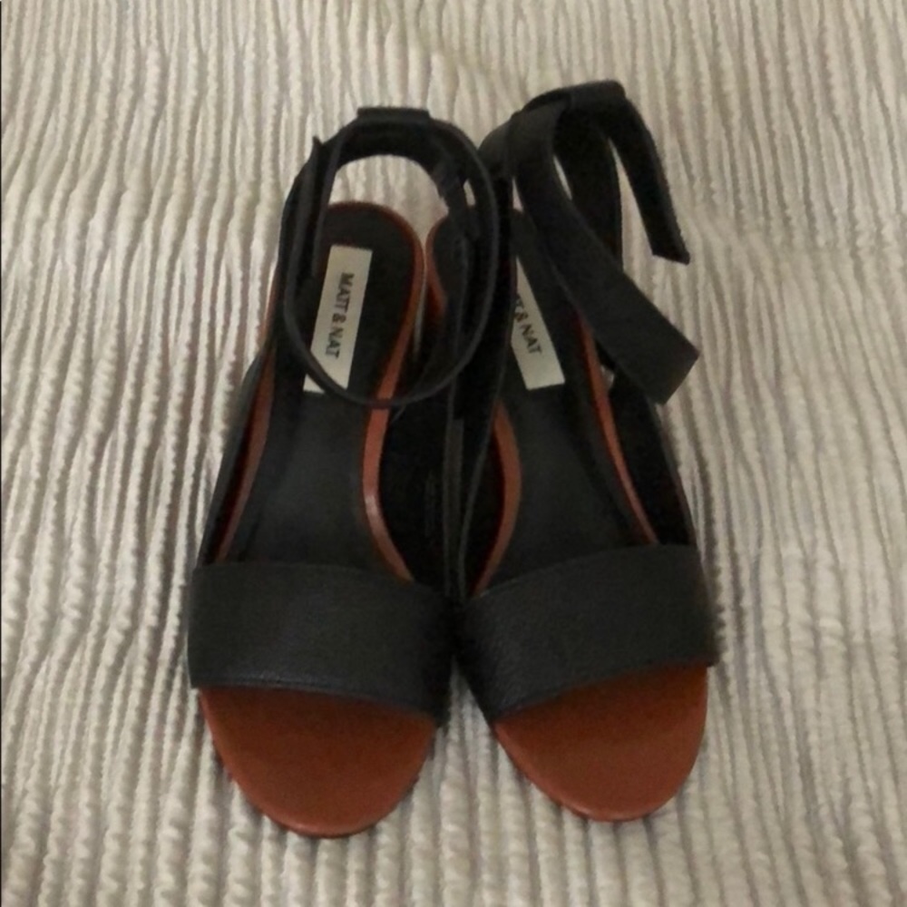 Matt & Nat black leather vegan sandal heels